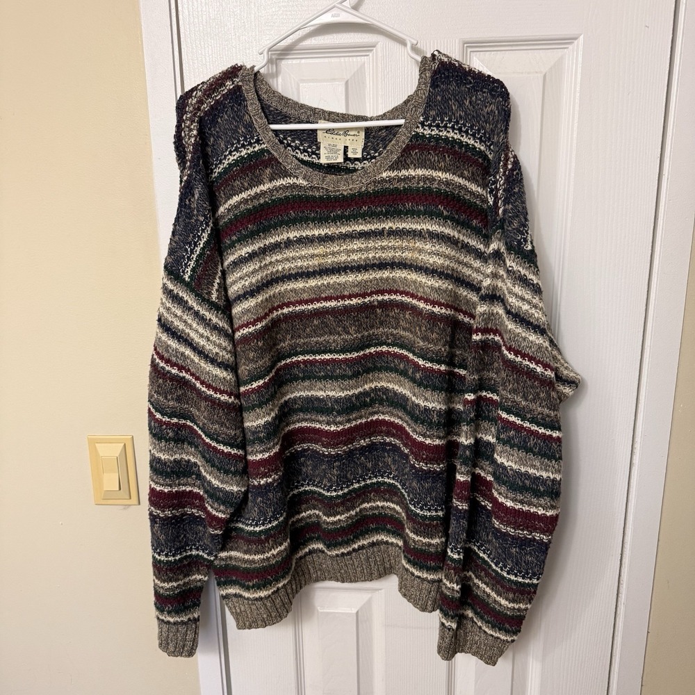 Eddie Bauer Vintage 80's 90's Cotton Wool Blend Stripe Sweater 2XL
